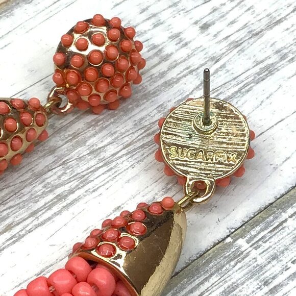 Sugarfix by Baublebar Beaded Tassel Earrings Coral Gold Tone - Picture 5 of 5